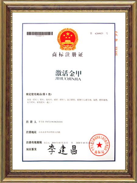 商标注册证--激活金甲